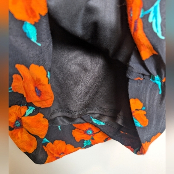 Zara Black Orange Floral Open Back Mini Dress Long Sleeve Date Night Size Small - Picture 7 of 10